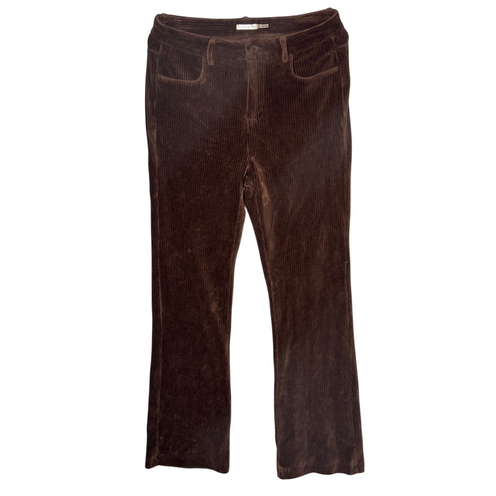Esqualo XL Brown Corduroy Flare Pants High Rise Stretch Trousers